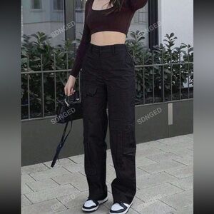 SHEIN black flap pocket side cargo pants size large